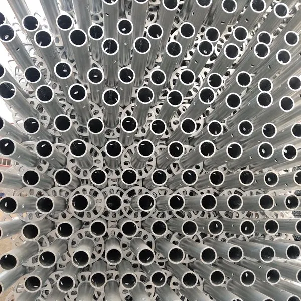 Tube ends of galvanized scaffolding standards